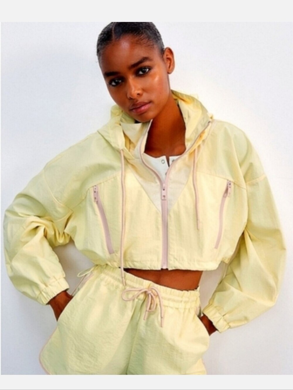 Zara Cropped Hooded Windbreaker/Rain Jacket